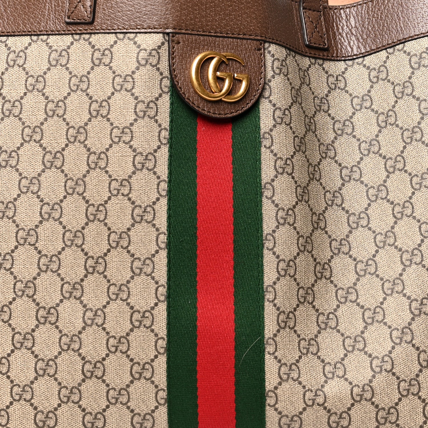Gucci GG Supreme Monogram Web Ophidia Tote Brown 11 of 14
