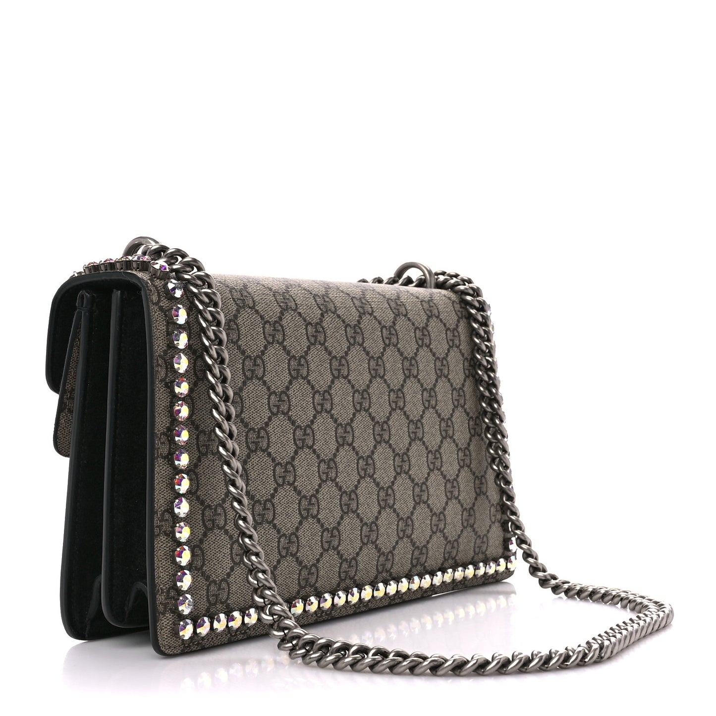 GG Supreme Monogram Crystal Small Dionysus Shoulder Bag Black