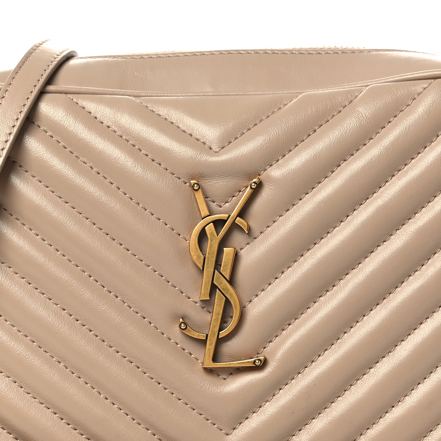 Saint Laurent Calfskin Matelasse Monogram Lou Camera Bag Dark Latte 8 of 12