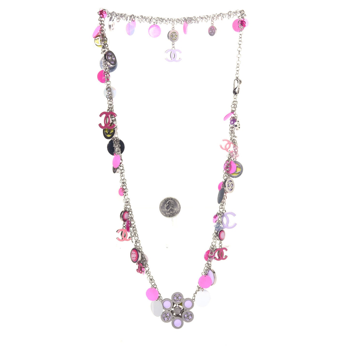Resin CC Necklace Pink Purple Silver