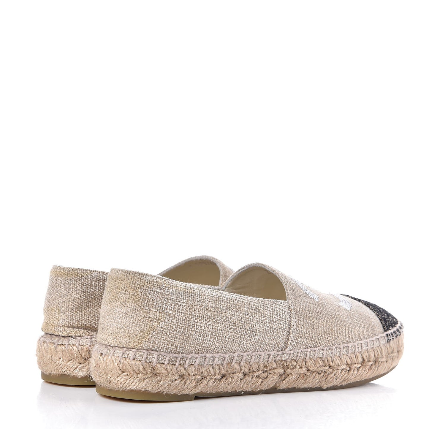 Linen Sequin CC Espadrilles 38 Beige Black