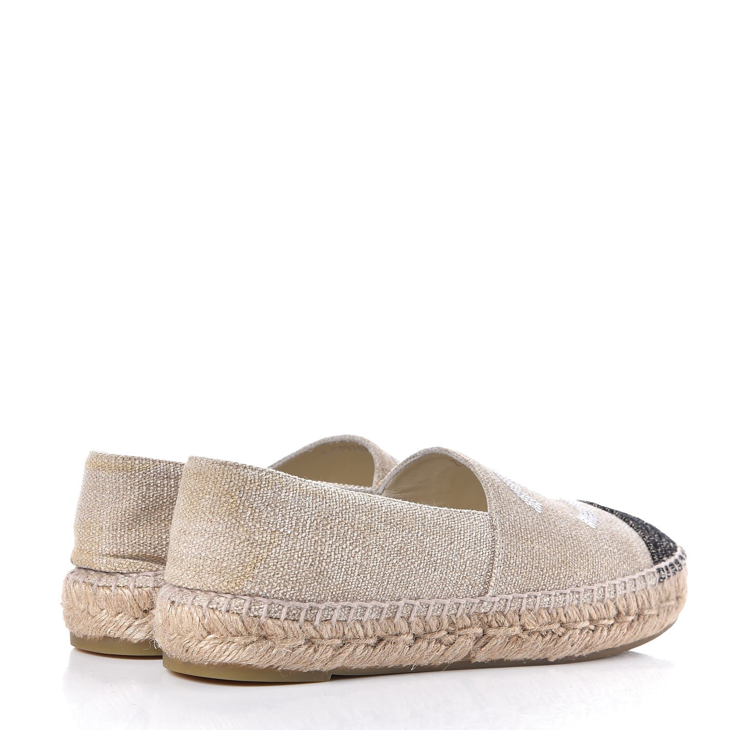 Chanel Linen Sequin CC Espadrilles 38 Beige Black 4 of 10