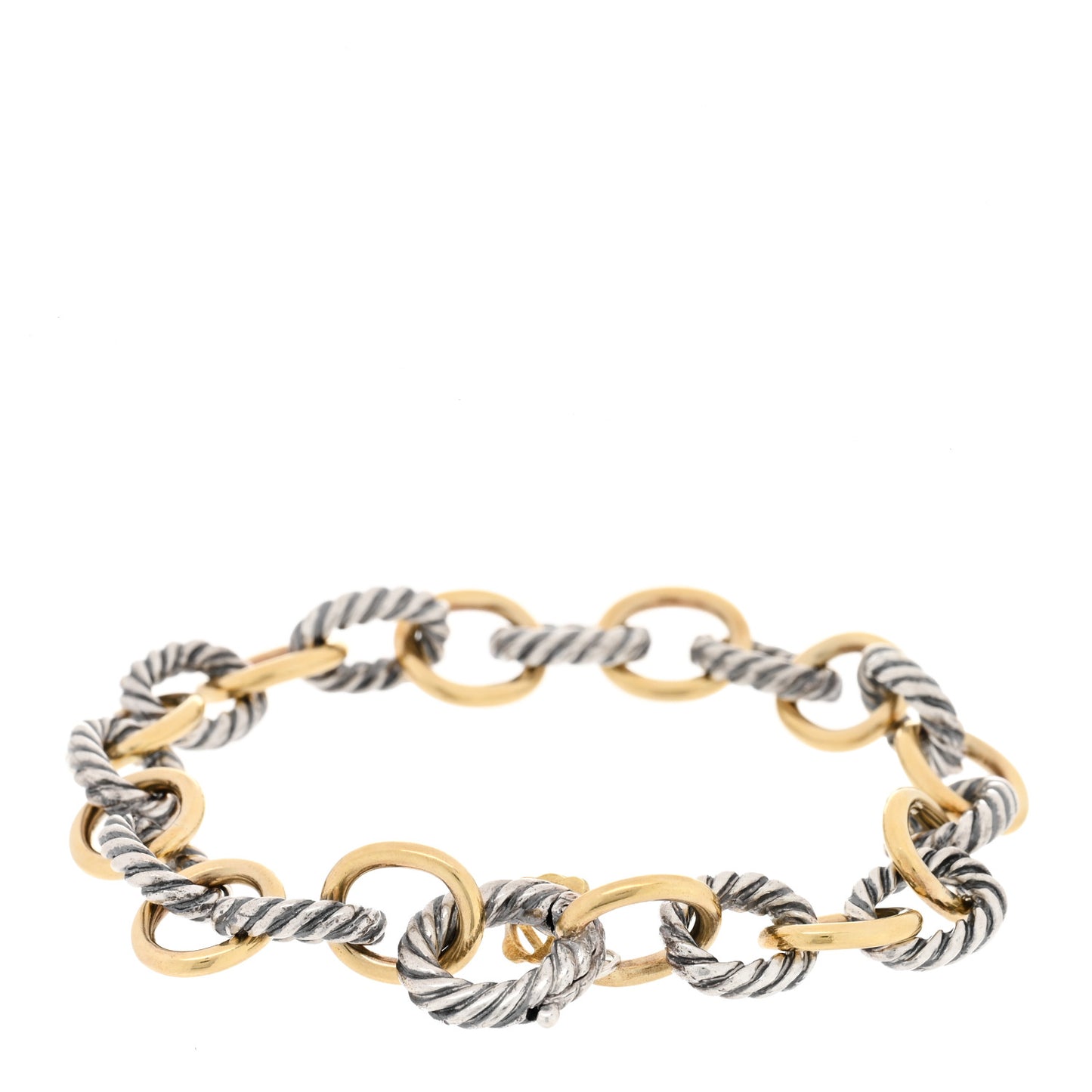 Sterling Silver 18K Yellow Gold 10mm Medium Oval Link Bracelet