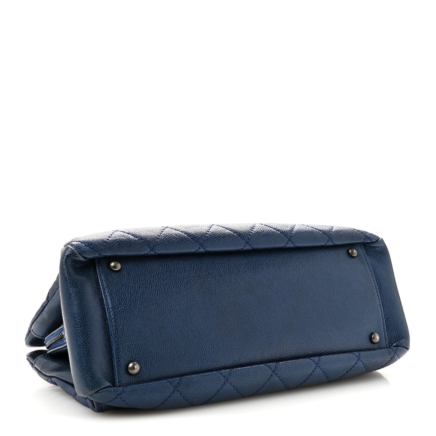 Iridescent Caviar Quilted Small Chic Tote  Dark Blue