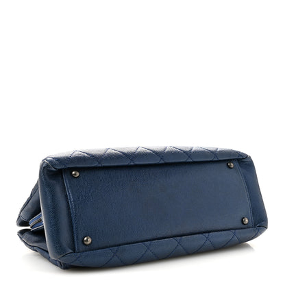 Chanel Iridescent Caviar Quilted Small Chic Tote  Dark Blue 4 of 14