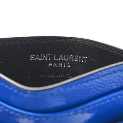 Saint Laurent Grain De Poudre Matelasse Chevron Credit Monogram Card Case Blue Majorelle 8 of 9