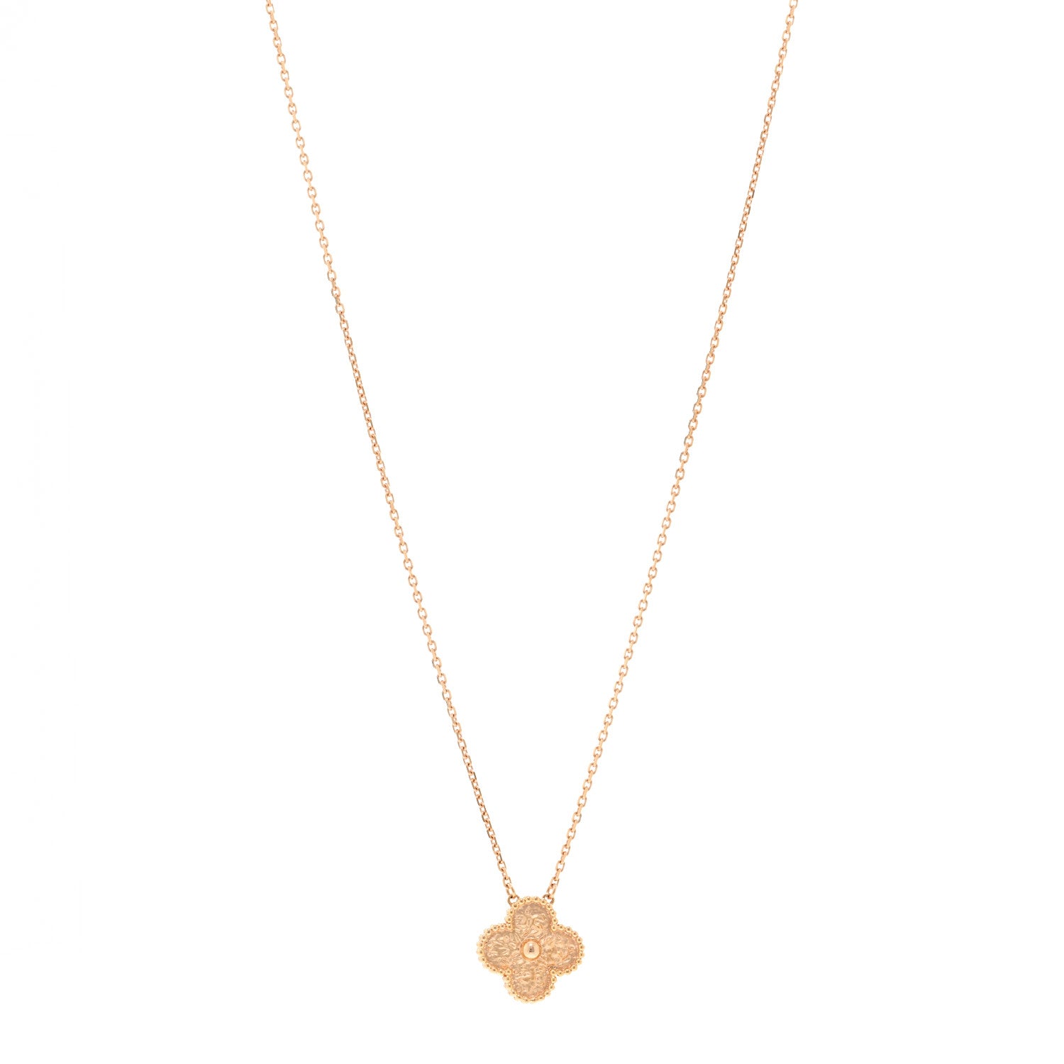 Van Cleef & Arpels 18K Rose Gold Vintage Alhambra Pendant Necklace 1 of 4