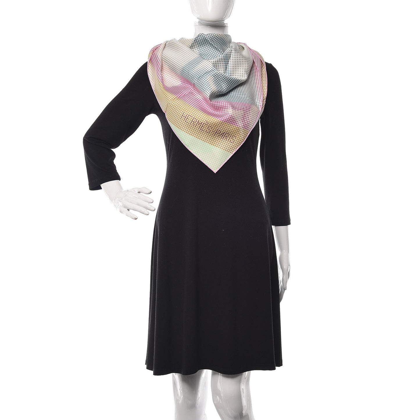 Silk Le Saut H Scarf 90 Bleu Gris Rose Vert