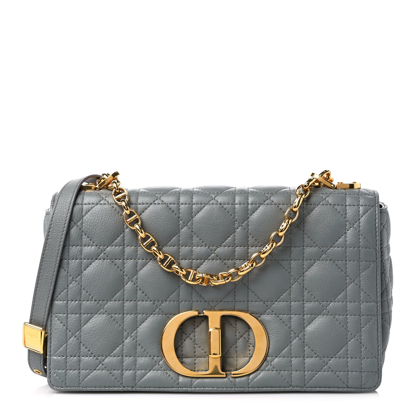 Supple Calfskin Cannage Medium Caro Bag Ethereal Grey