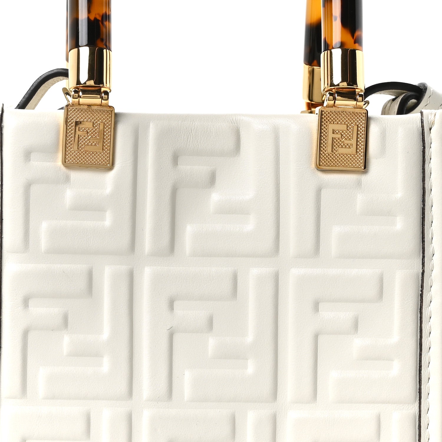 Fendi Vitello Plexiglass FF Embossed Mini Fendi Sunshine Shopper