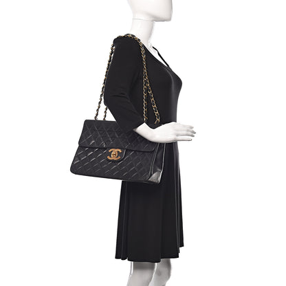 Chanel Lambskin Quilted XL Jumbo Single Flap Black 2 of 14