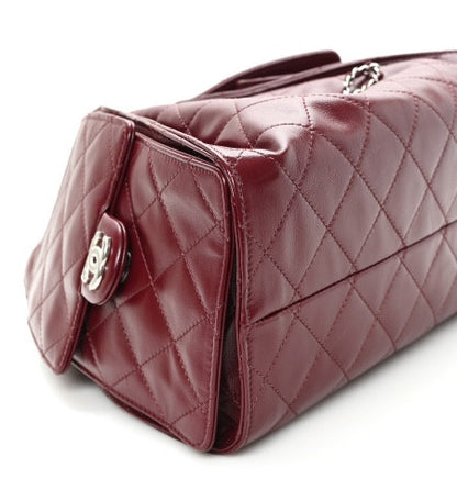Chanel Shiny Crumpled Calfskin Quilted Small Chanel 25 Handbag Burgundy 9 of 11
