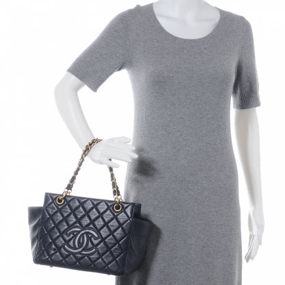 Chanel Lambskin Petit Timeless Shopping Tote PTT Navy Blue 2 of 8
