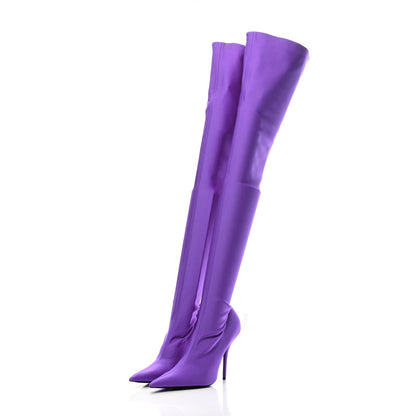 Balenciaga Spandex Pointed Toe Knife Thigh High Boots 40 Violet 3 of 6