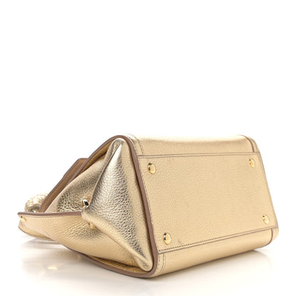 Salvatore Ferragamo Metallic Grained Calfskin Sofia Satchel Gold 4 of 11