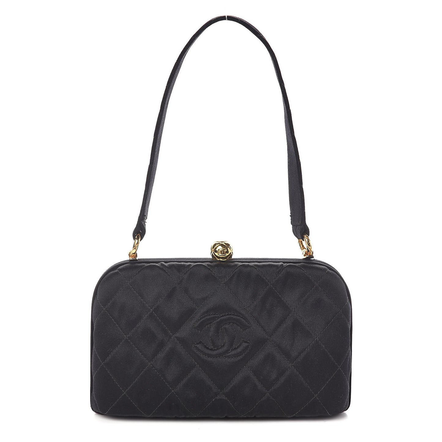 Satin Quilted Clutch Black
