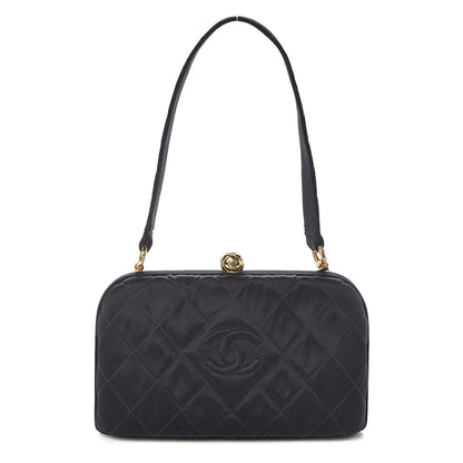 Chanel Satin Quilted Clutch Black 1 of 10