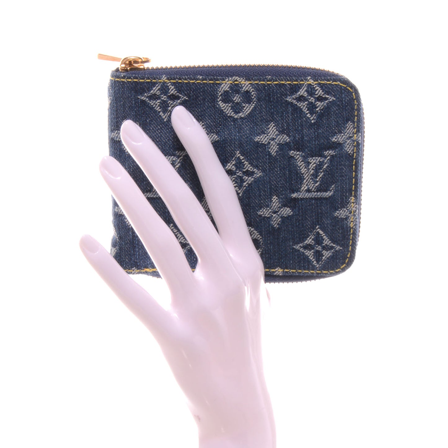 Denim Zip Compact Wallet Blue