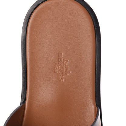 Hermes Calfskin Mens Izmir Sandals 43 Gold Black 7 of 8