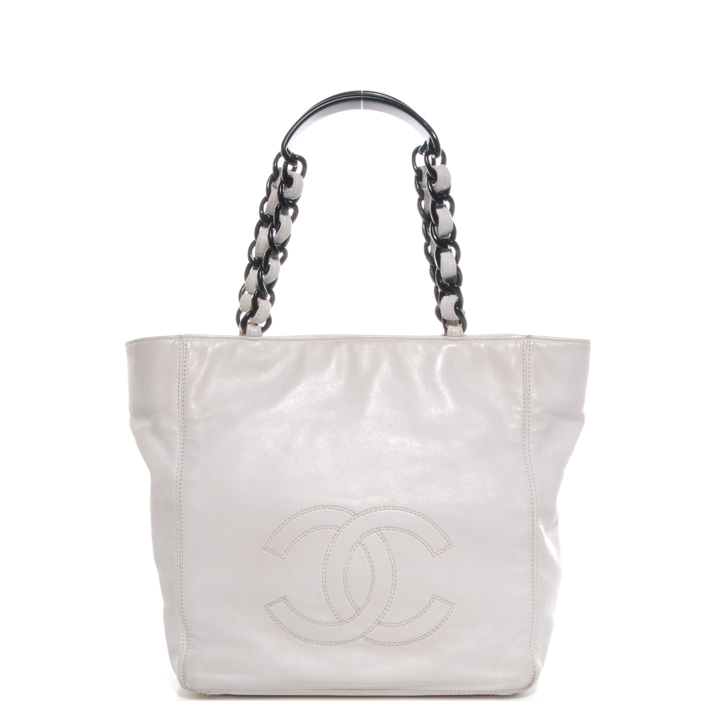 Lambskin Chain CC Small Tote White