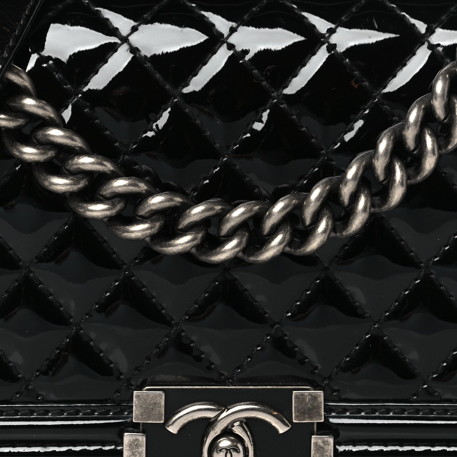 Chanel Patent Calfskin Quilted Medium Plexiglass Boy Flap Black 8 of 11