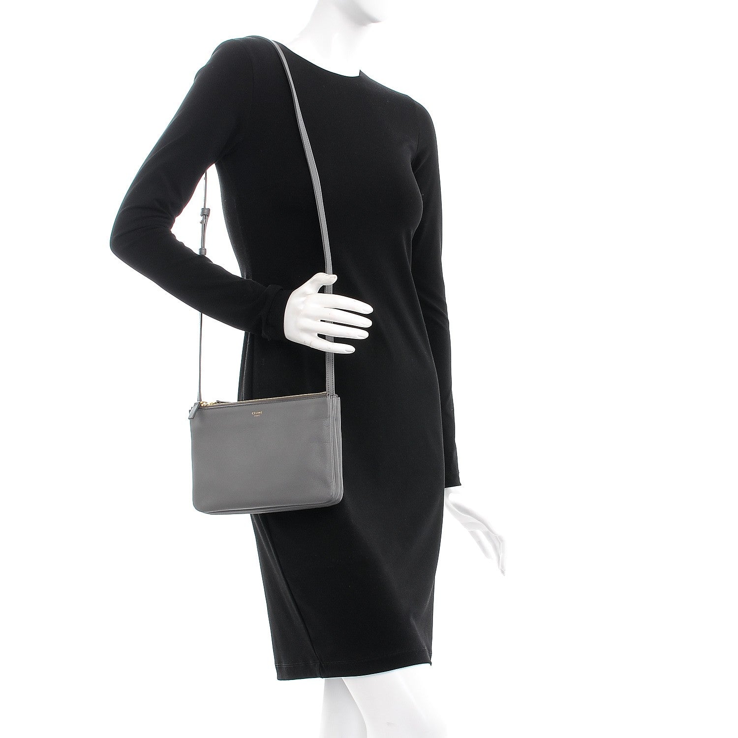 Celine Lambskin Small Trio Crossbody Bag Smoke 2 of 9