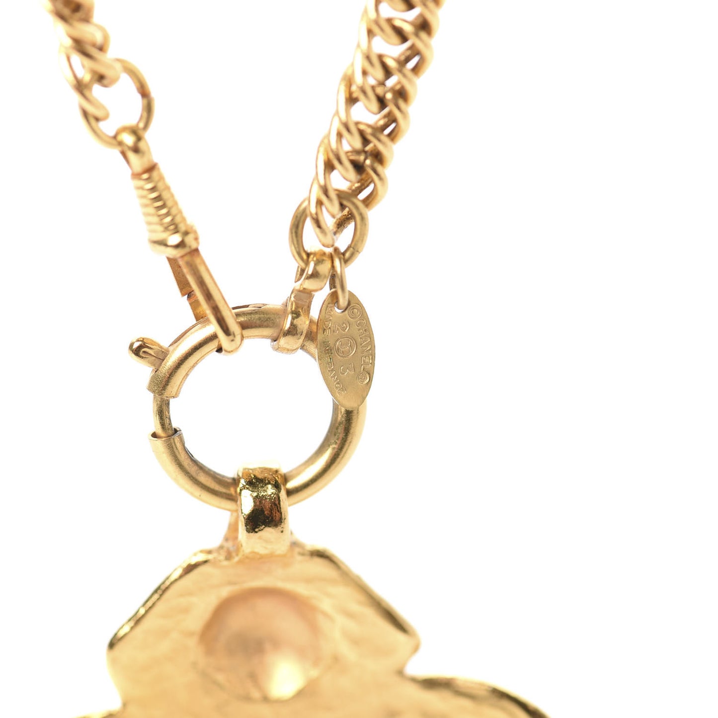Long CC Cross Pendant Necklace Gold