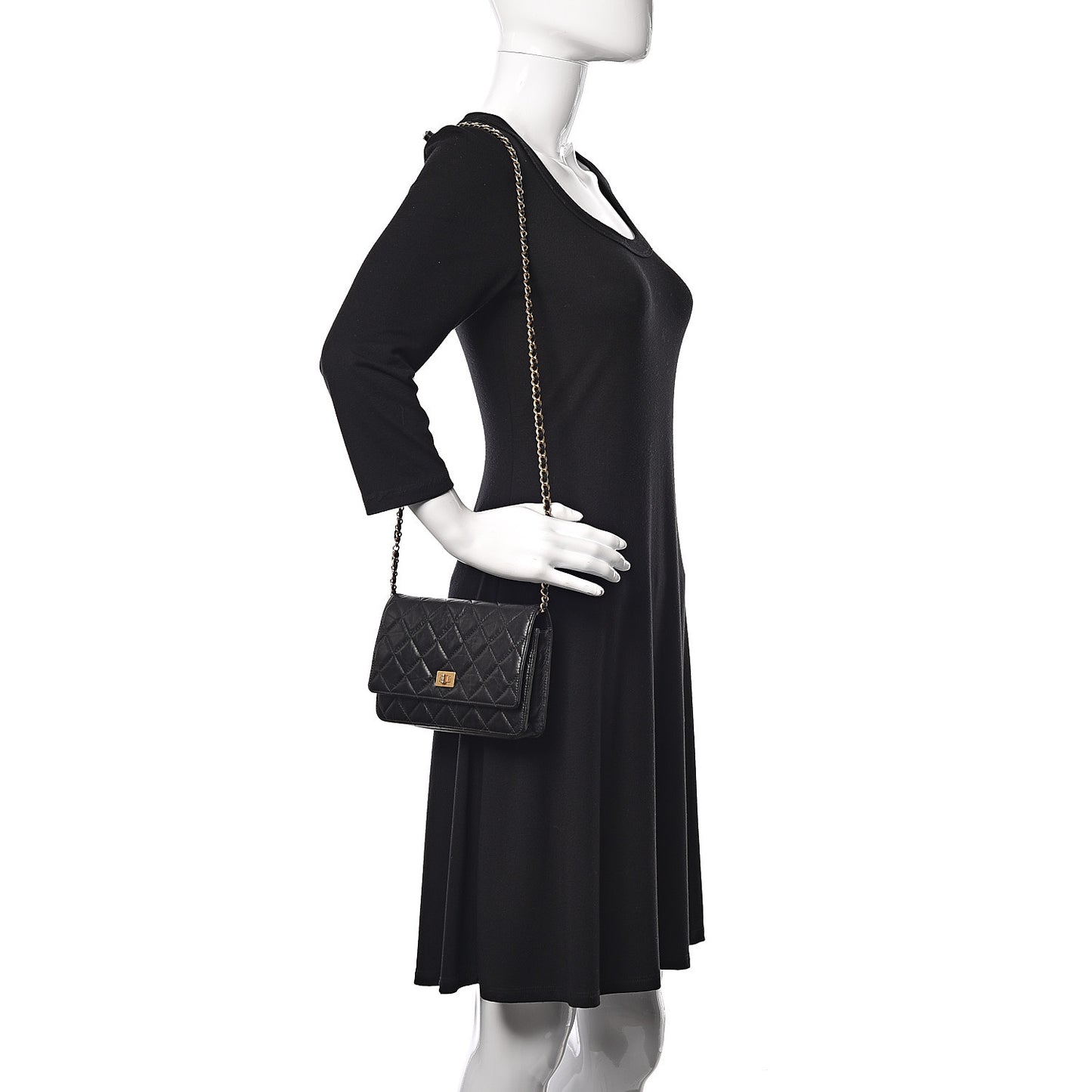 Aged Calfskin Quilted Reissue Wallet On Chain WOC Black