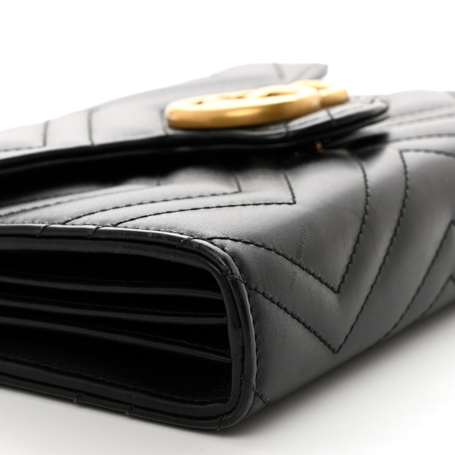 Gucci Calfskin Matelasse GG Marmont Chain Wallet Black 9 of 10