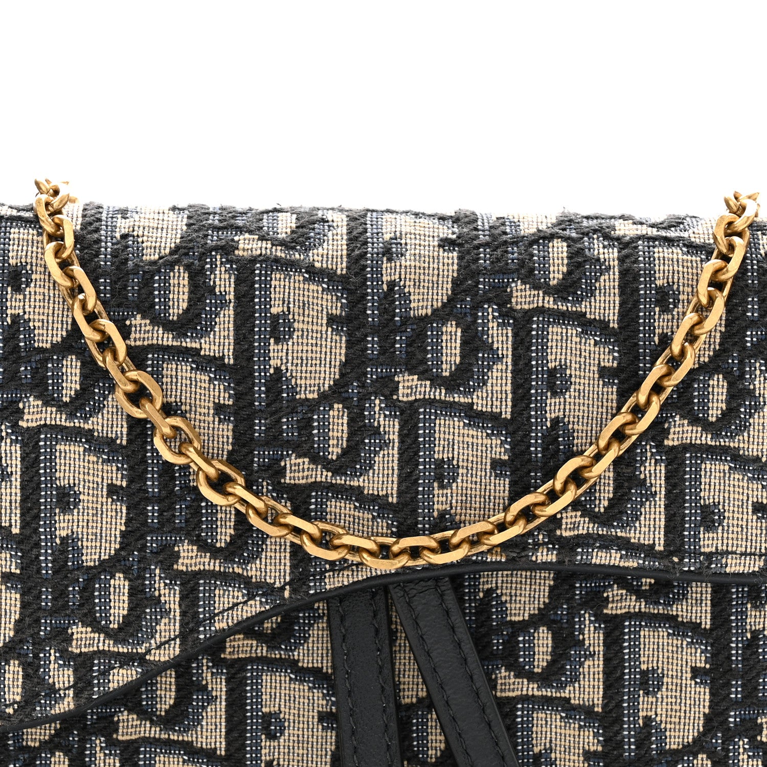 Christian Dior Oblique Saddle Chain Long Wallet Blue 9 of 12