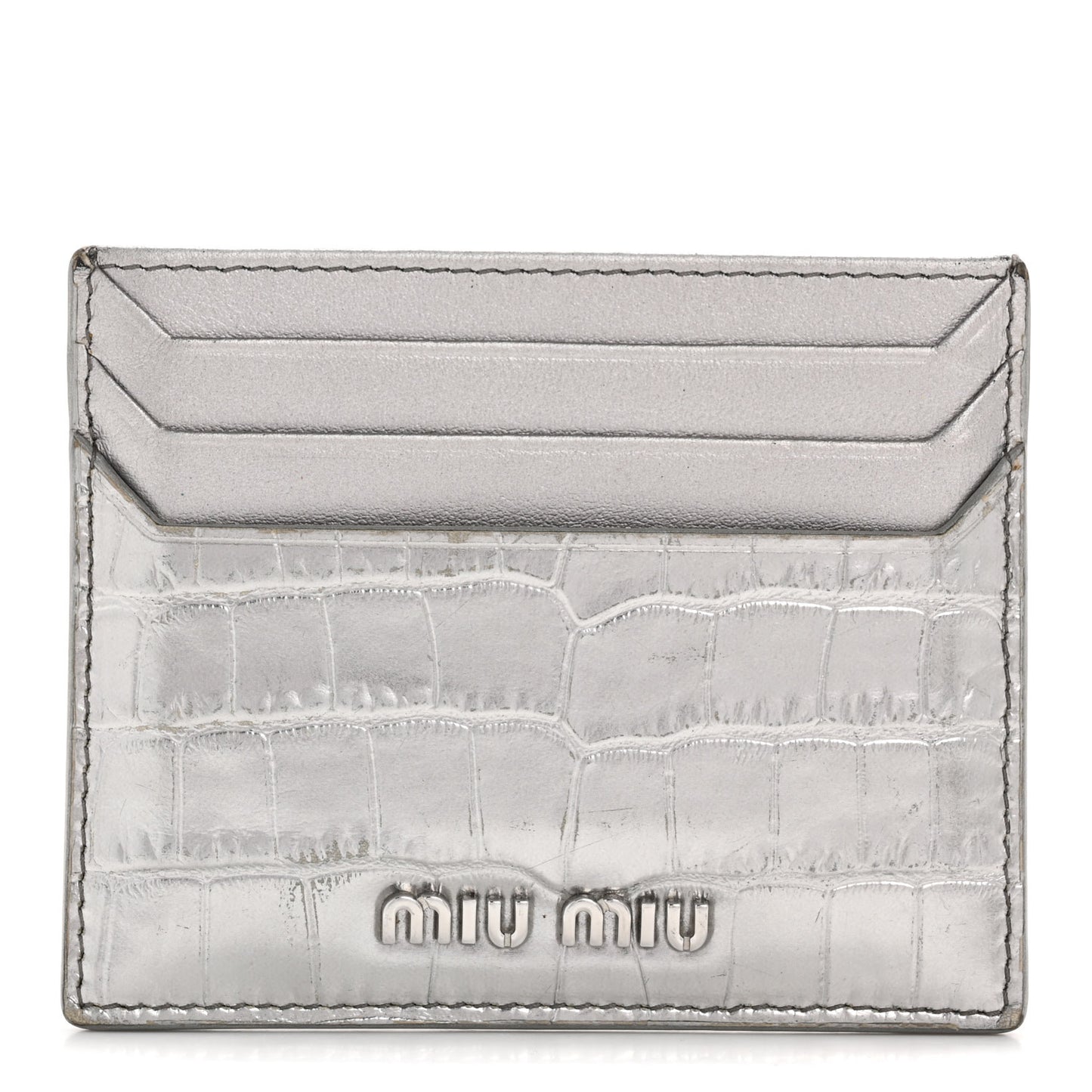 Crocodile Embossed Card Holder Silver