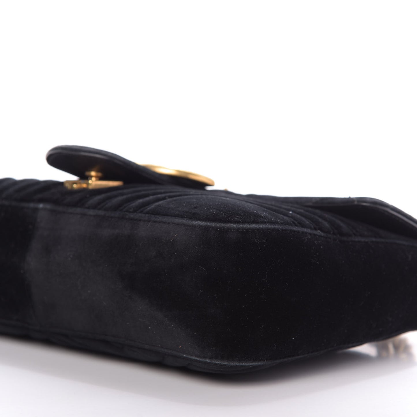 Velvet Matelasse Medium GG Marmont Shoulder Bag Black