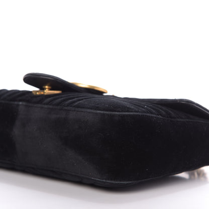 Gucci Velvet Matelasse Medium GG Marmont Shoulder Bag Black 8 of 10