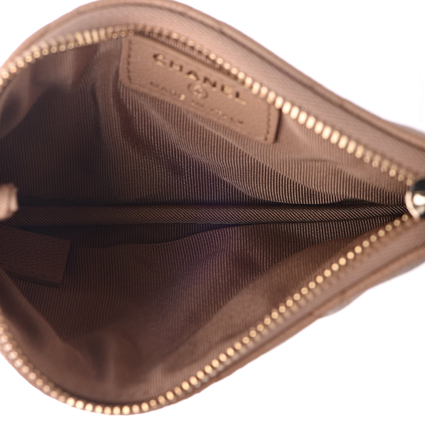 Caviar Quilted Small Cosmetic Case Beige