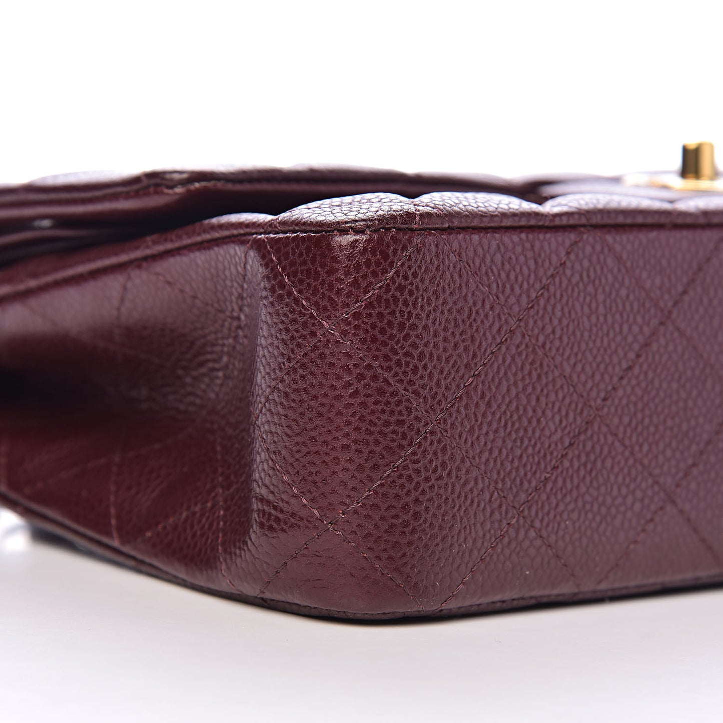 Caviar Quilted Medium Double Flap Dark Red