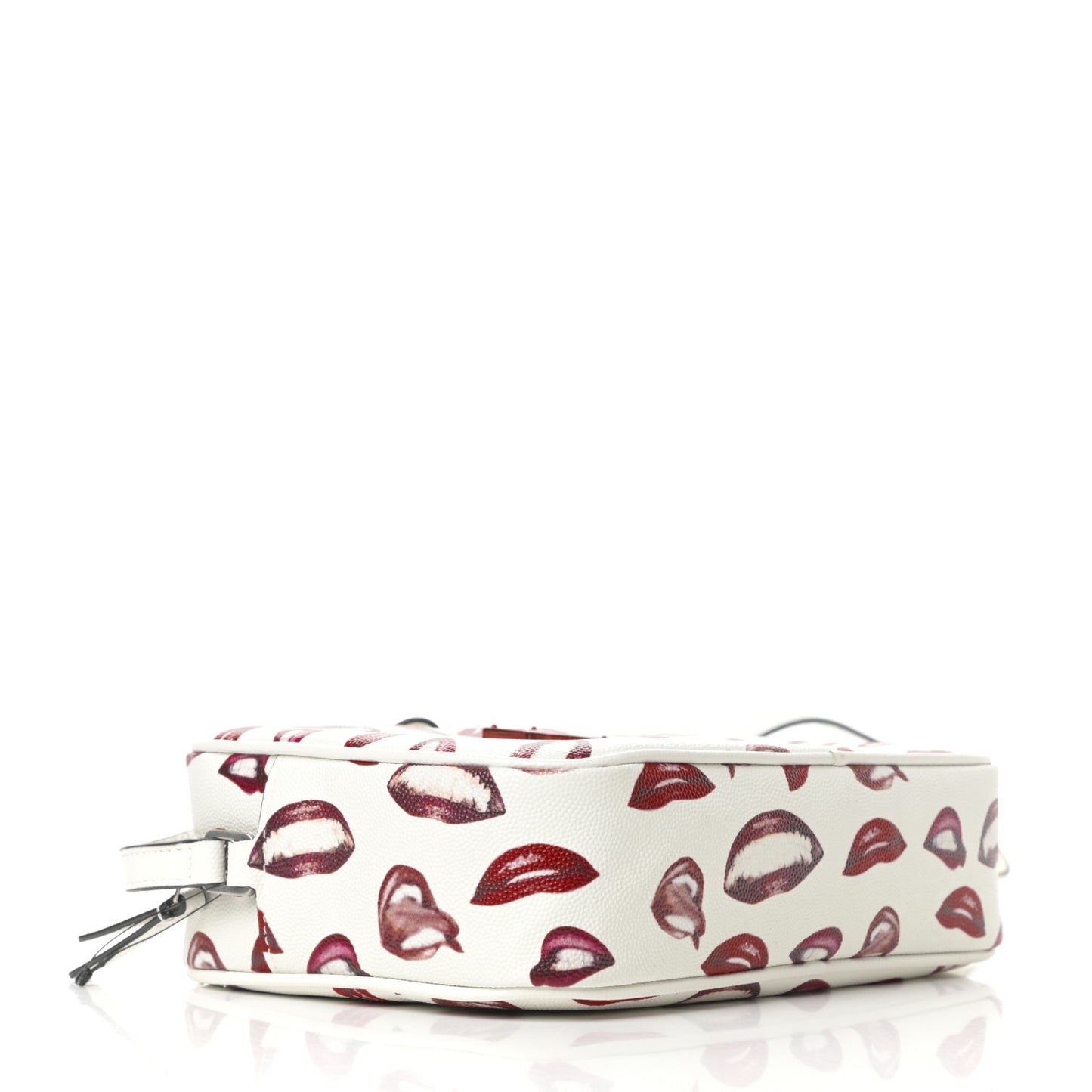 Grain De Poudre Lips Print Medium Classic Monogram Camera Bag White Red