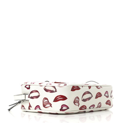 Saint Laurent Grain De Poudre Lips Print Medium Classic Monogram Camera Bag White Red 4 of 9