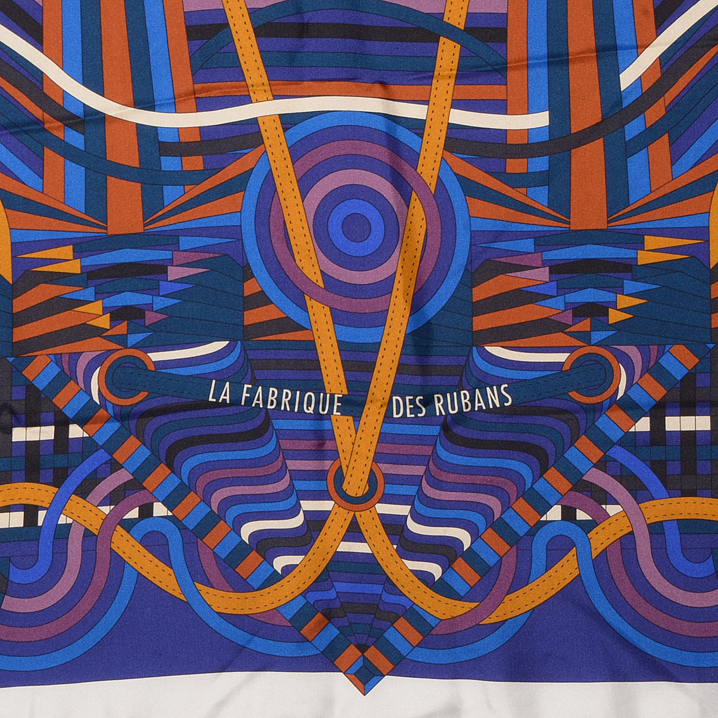 Summer Twill Silk La Fabrique des Rubans Giant Scarf 140 Blanc Iris Ocre
