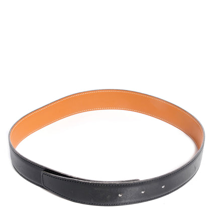 Hermes Box Vache Reversible 32mm Belt Strap 65 Noir Natural 1 of 4