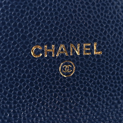 Chanel Caviar Quilted Flap Card Holder Wallet Navy Blue 6 of 9