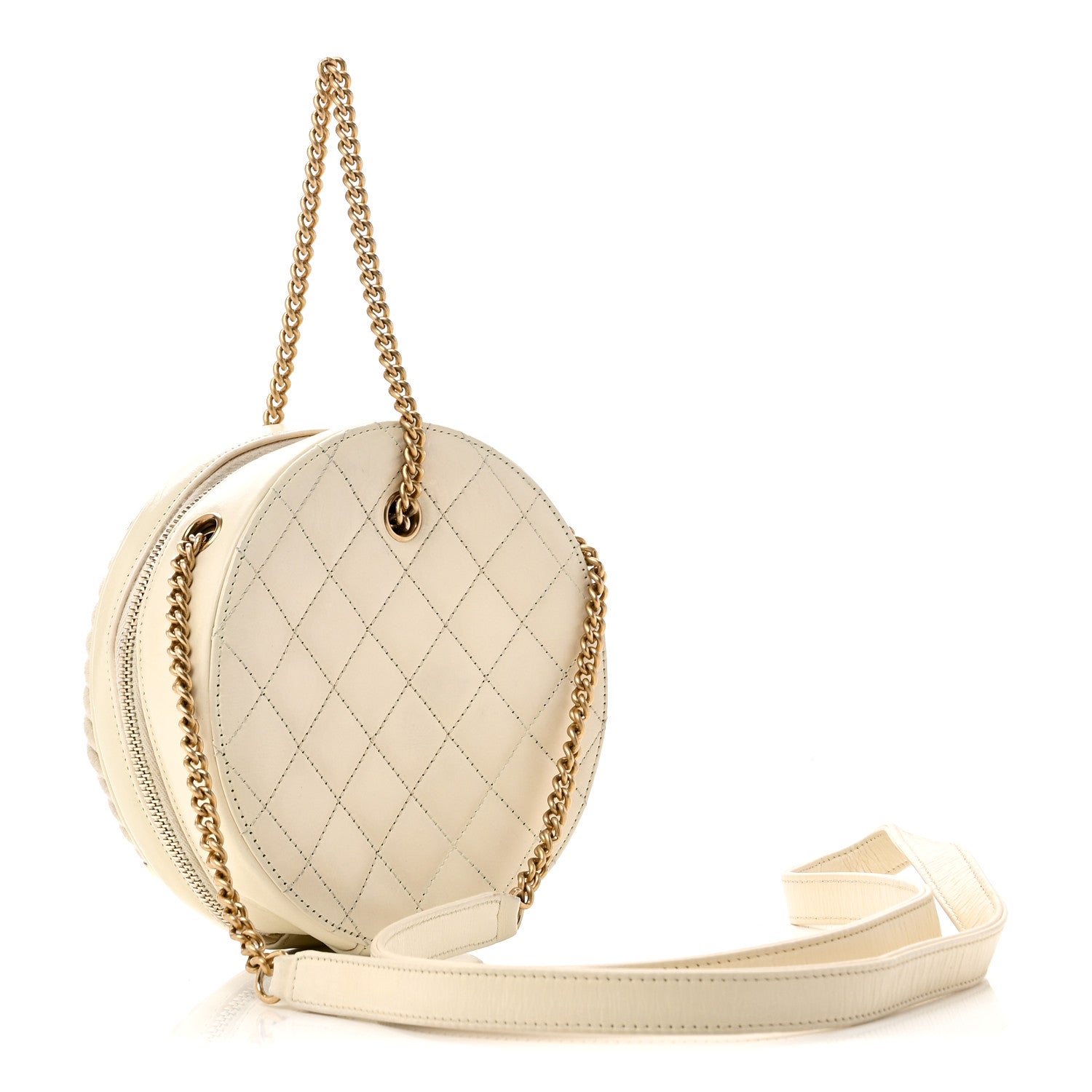 Chanel Crumpled Calfskin Cotton Small En Vogue Round Bag White 3 of 10