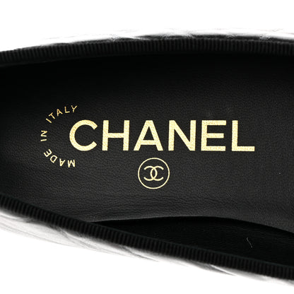 Chanel Lambskin Patent Cap Toe Ballerina Flats 36.5 Black 6 of 9
