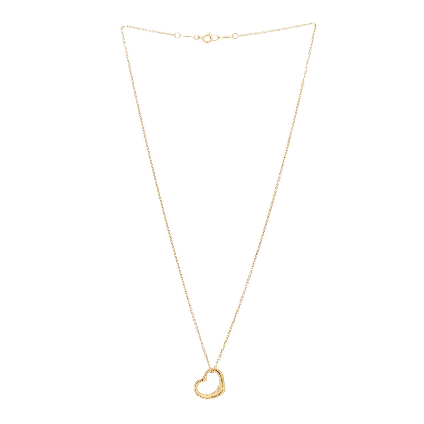 18K Yellow Gold 16mm Elsa Peretti Open Heart Pendant Necklace