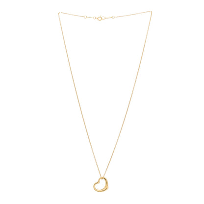 Tiffany 18K Yellow Gold 16mm Elsa Peretti Open Heart Pendant Necklace 2 of 5