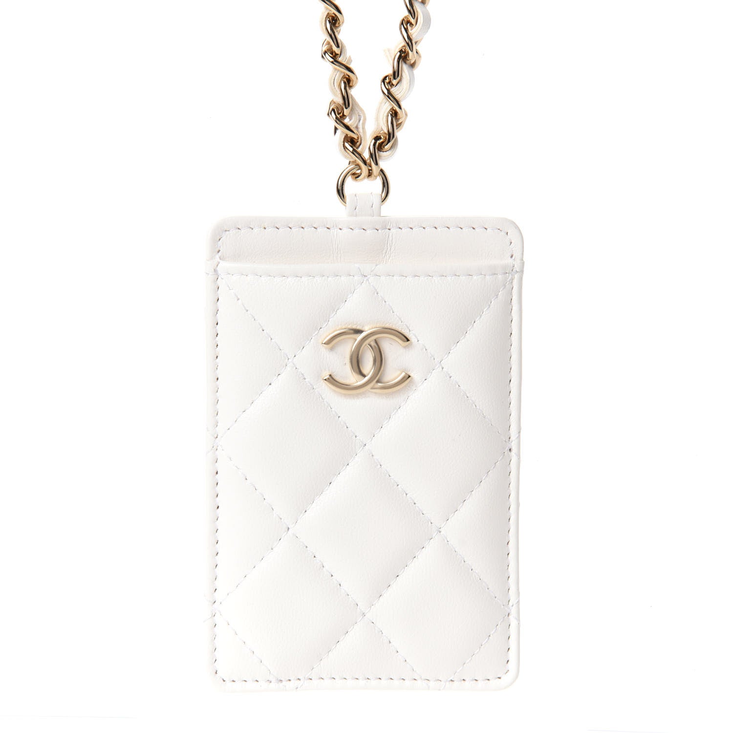 Chanel Lambskin Quilted My Chanel Lady Card Holder On Chain White 3 of 11