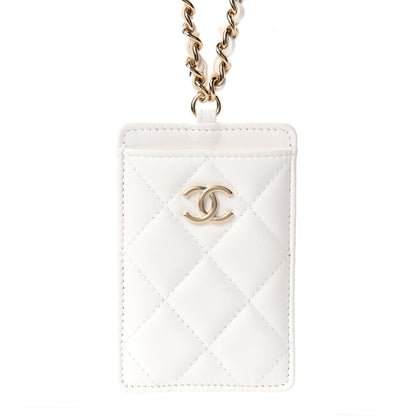 Chanel Lambskin Quilted My Chanel Lady Card Holder On Chain White 3 of 11