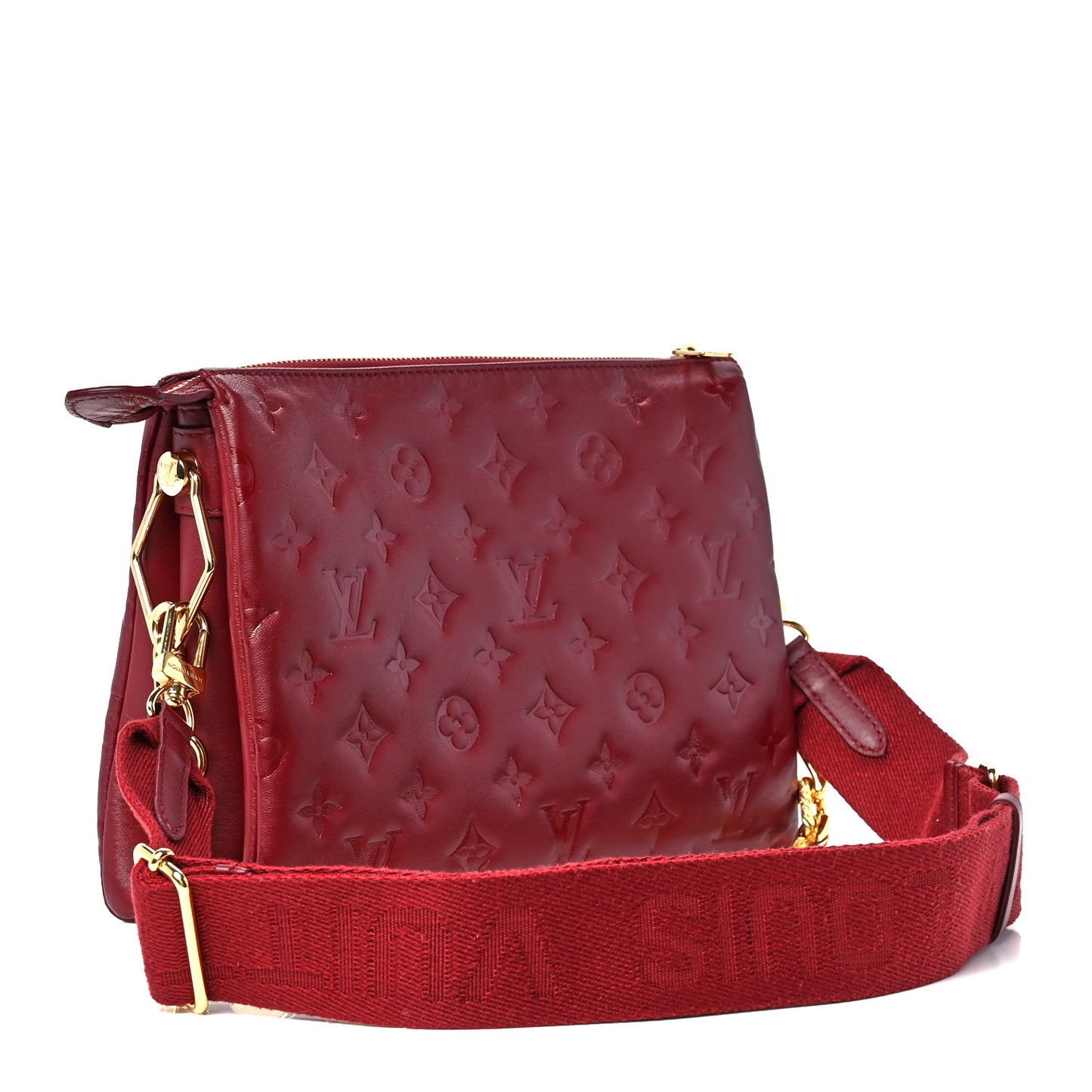 Lambskin Embossed Monogram Coussin PM Wine