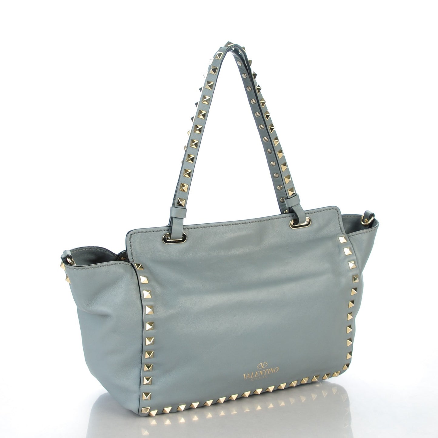 Vitello Small Rockstud Tote Stone