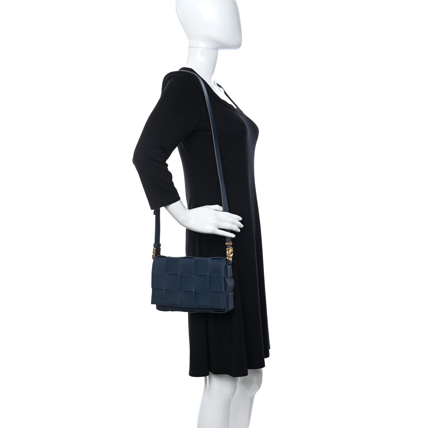Grained Calfskin Maxi Intrecciato Cassette Crossbody Bag Deep Blue