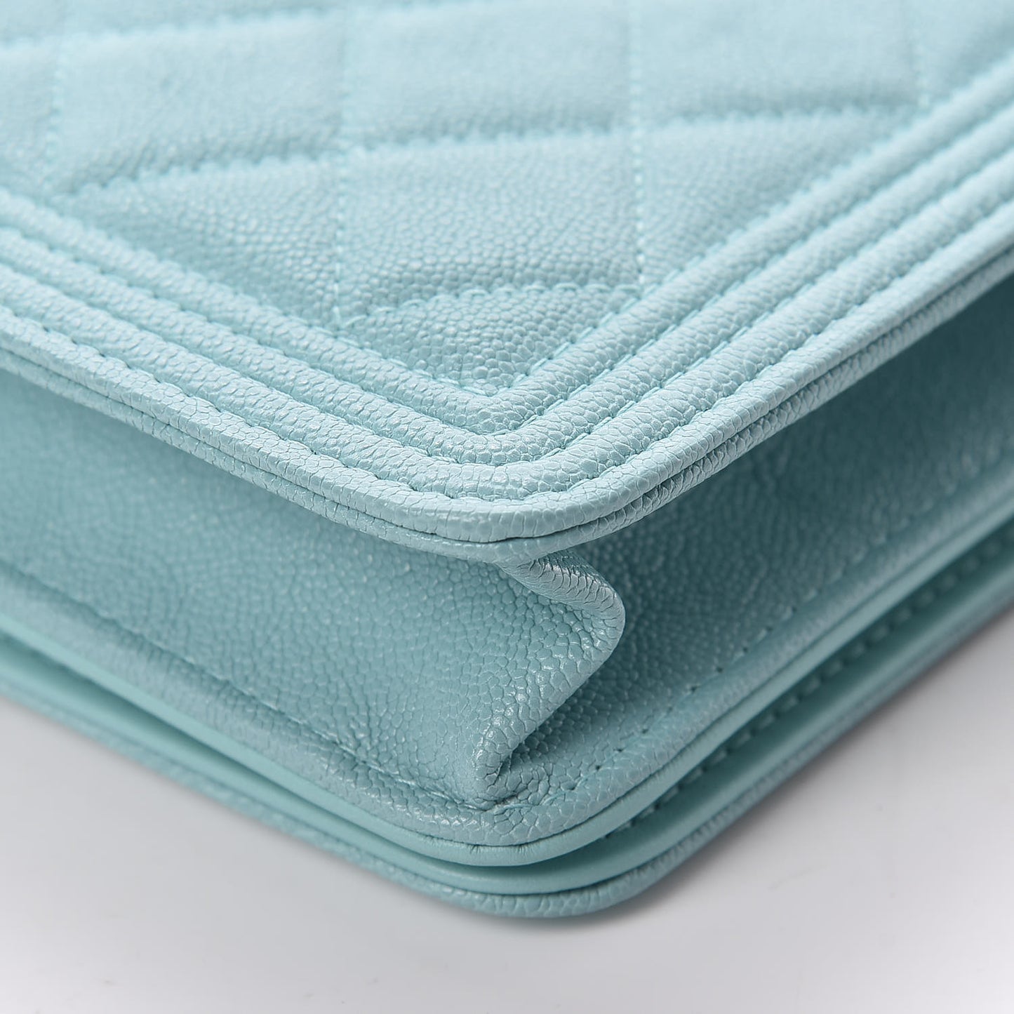 Caviar Quilted Boy Wallet On Chain WOC Light Blue